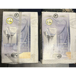 2 Hampton Bay Wall Sconces One Light CHROME FINISH 440-559 MODERN DESIGNER Glass